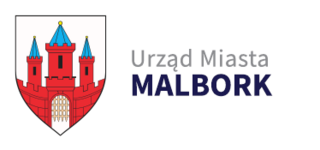 Logo strony. Herb Malborka z napisem Urząd Miasta Malbork