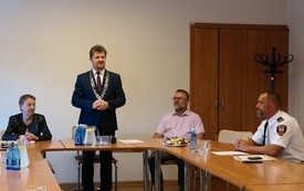 Sekretarz Miasta Malborka Ewa Dąbrowska, Burmistrz Miasta Malborka Marek Charzewski, zastępca burmistrza J&oacute;zef Barnaś, Komendant Straży Miejskiej Tomasz Farysej