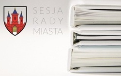 herb miasta, dokumenty i napis SESJA RADY MIASTA