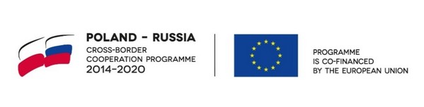 logo projektu Polska Rosja oraz flaga Unii Europejskiej
