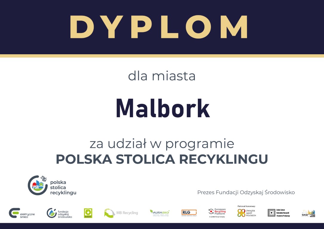 Dyplom dla miasta za udział w&nbsp;programie