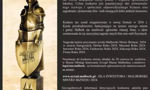 Zdjęcie do Konkurs Malborski Mistrz Biznesu 2024 &ndash; zgłoś nominacje!