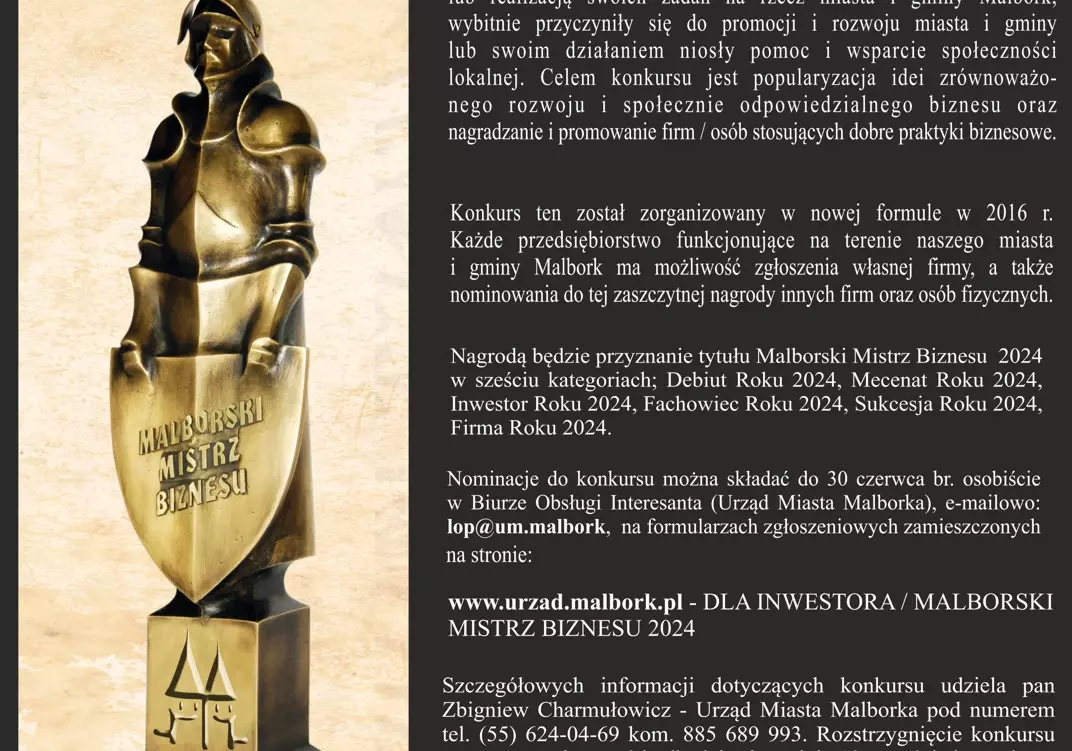 Zdjęcie do Konkurs Malborski Mistrz Biznesu 2024 &ndash; zgłoś nominacje!