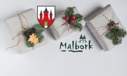 napis Malbork w świątecznej oprawie