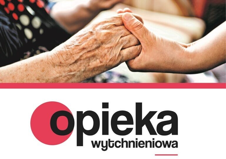 dłonie i napis OPIEKA WYTCHNIENIOWA