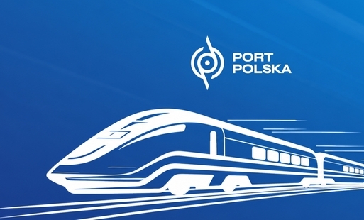 grafika pociągu z logotypem Port Polska