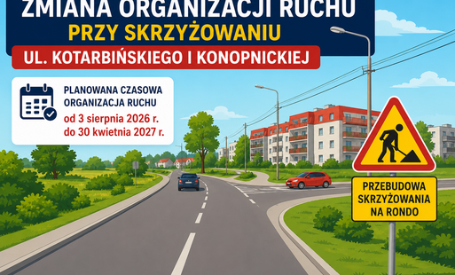 Zdjęcie do Zmiana organizacji ruchu przy skrzyżowaniu ul. Kotarbińskiego i Konopnickiej - budowa ronda