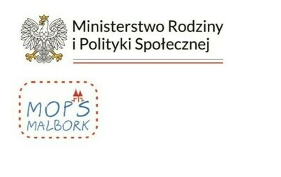 logo ministerstwa Rodziny i Polityki Społecznej oraz MOPS Malbork